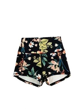 ODODOS Floral High-Waist Athletic Shorts - Size [S] - with Side Pockets